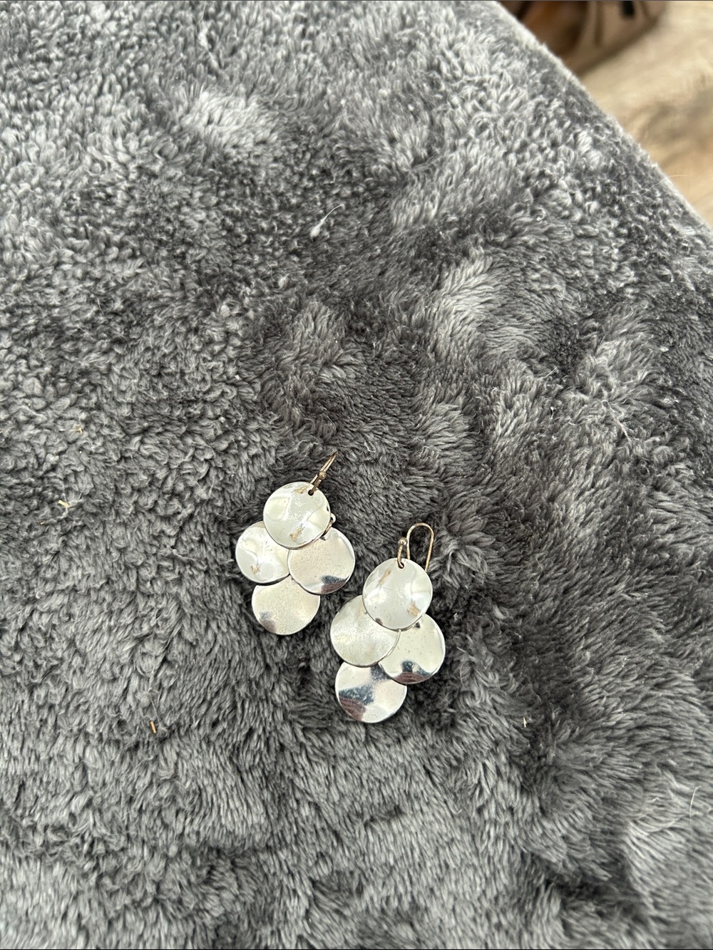 Silver Disc Drop Earrings - Shimmering Layered Design